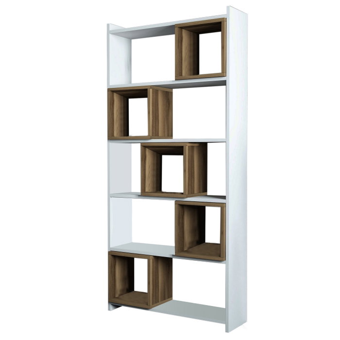 Hanah Home Estantería Moderna Blanco y Nogal Hanah Home Estantería Moderna Blanco y Nogal